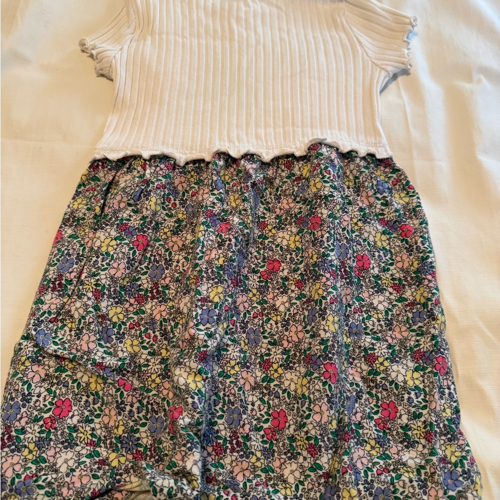 Old Navy Soft- Cream Short-Sleeve with Colorful Floral Print Skirt Dress 5T - Picture 3 of 7